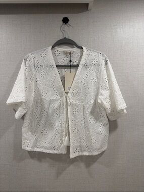 Chevignon White Eyelet Tie-Front Women's Top